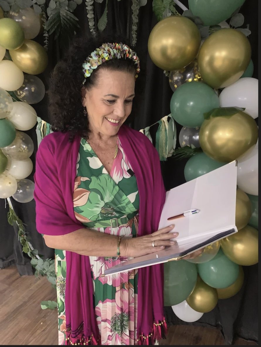 Leah at a naming ceremony