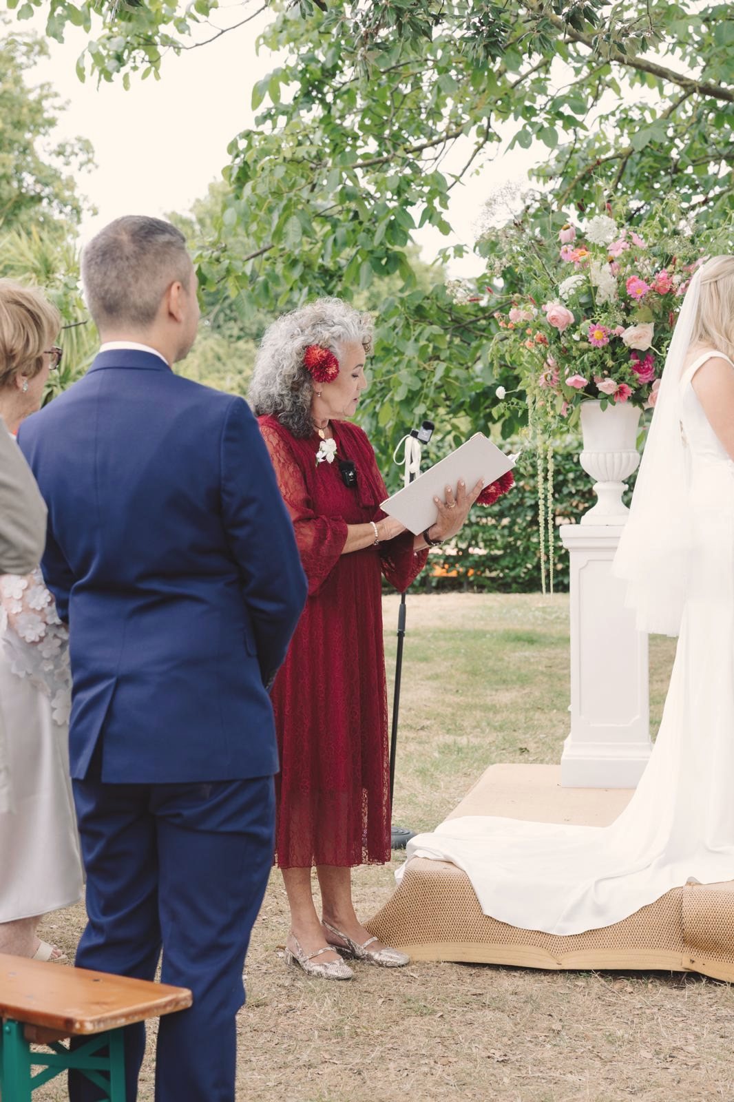 Leah reading during a couple's vows